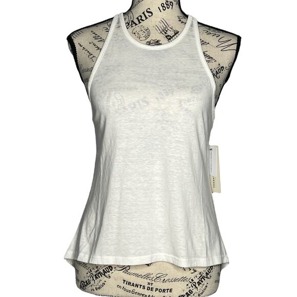 Threads 4 Thought T4T X-SMALL White Racerback High Round Neck Thin Strap Tank - Picture 1 of 7